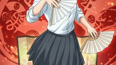Akane Osaki en una ilustración promocional del anime Akane-banashi